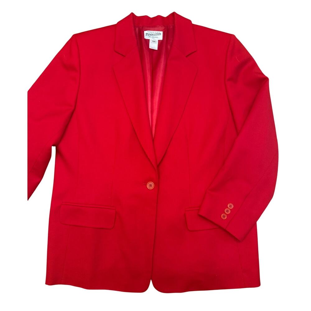 Vintage 1980s-90s Red Pendleton Wool Blazer Size 16W